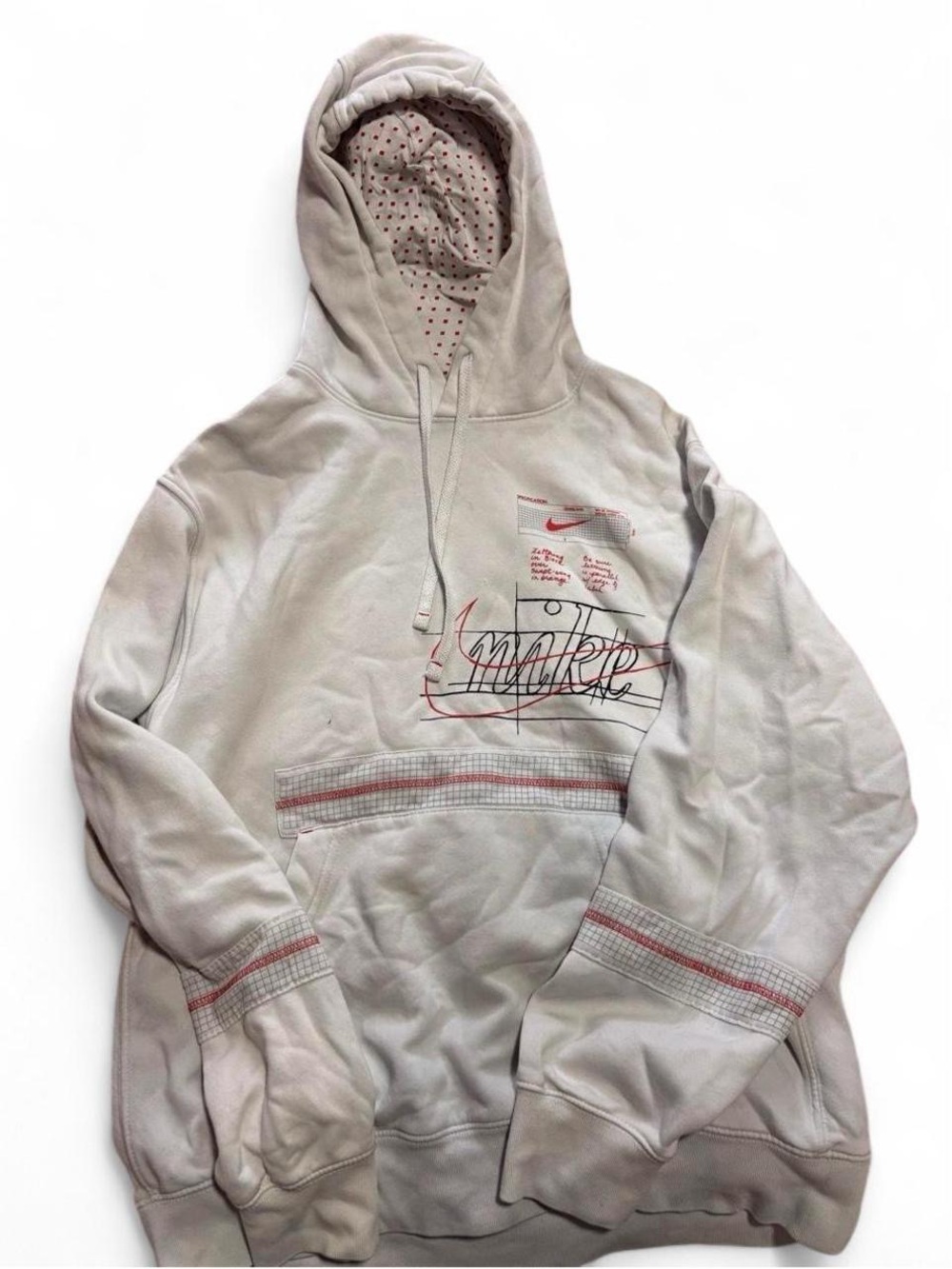 Nike Men’s Light Gray Hoodie with Red Graphic Accents